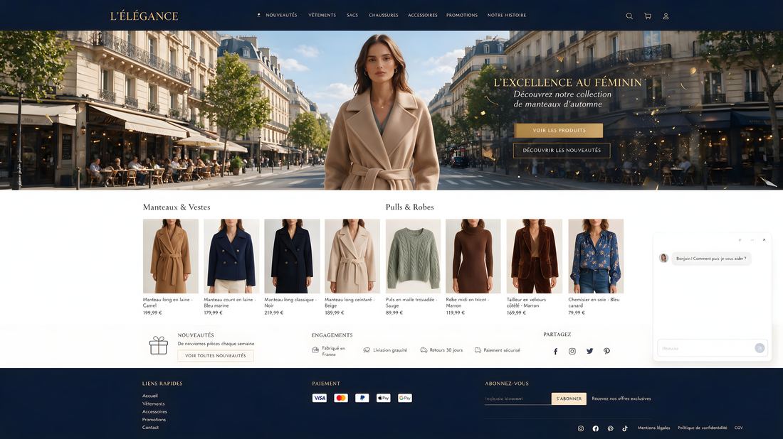Exemple de style visuel pour une marque de mode, élégant et épuré